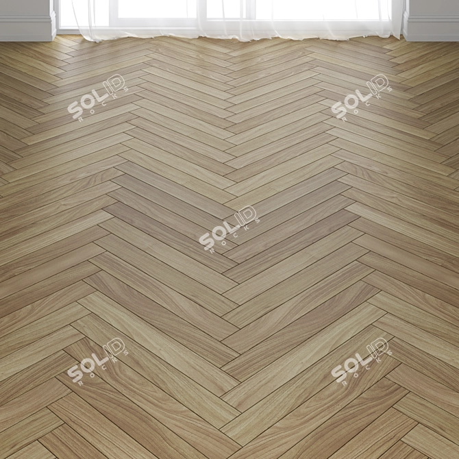 Walnut Parquet Board - 3 Layout Types 3D model image 2