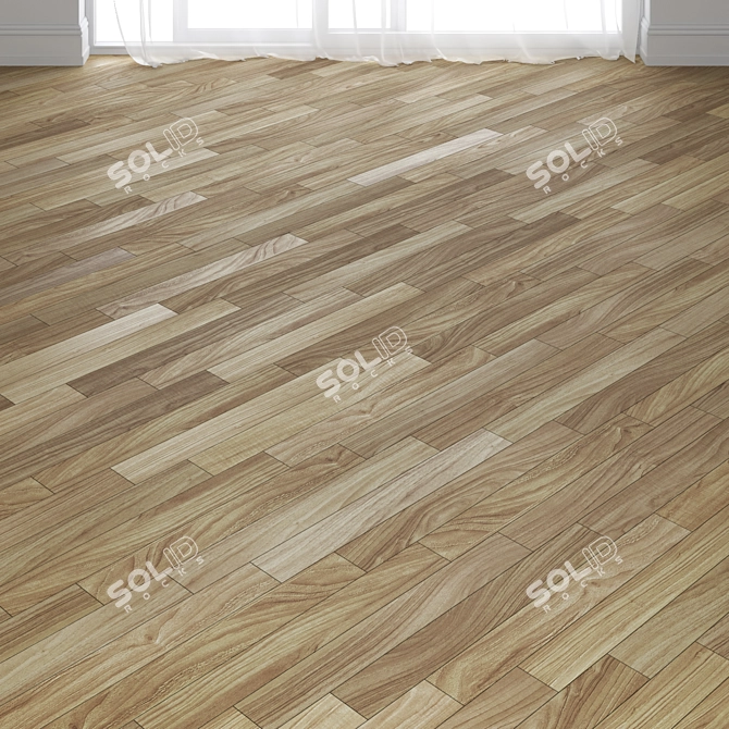 Walnut Parquet Board - 3 Layout Types 3D model image 3