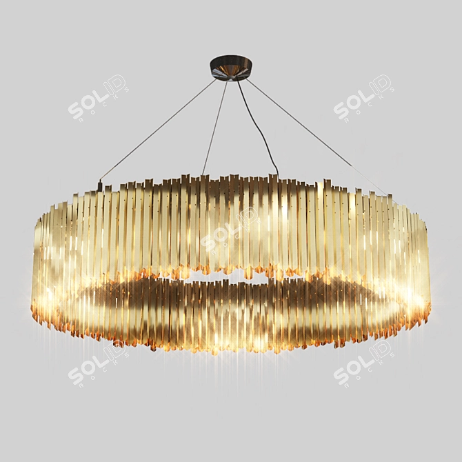 Brass Facet Chandelier: Innermost Elegance 3D model image 1