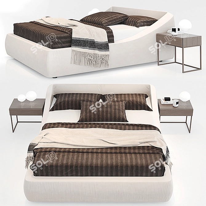 Elegant Embrace: Brera Bed by Presotto 3D model image 1