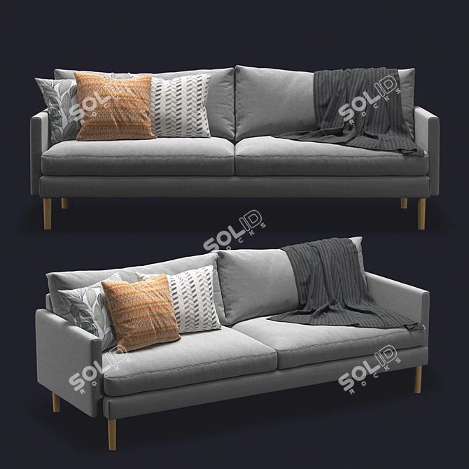 Modern Zen 3-Seater Sofa with Accent Pillows 3D model image 1