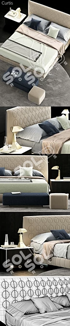 Modern and Luxurious Minotti Curtis Bed 3D model image 3