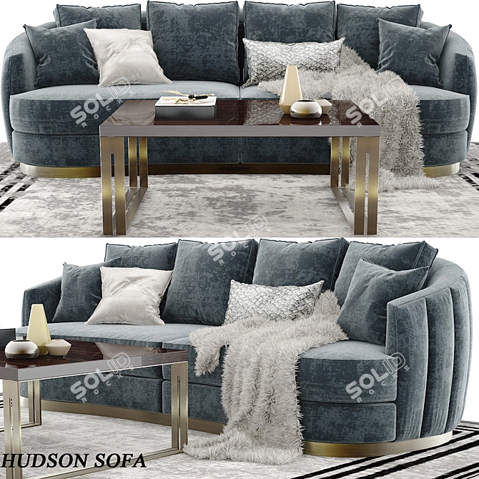 Luxury Set: Hudson Sofa & Boutique Table 3D model image 1