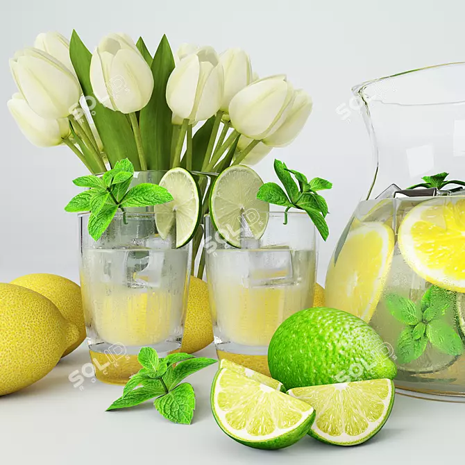 Title: Lime and Mint Infused Tulip Lemonade 3D model image 1