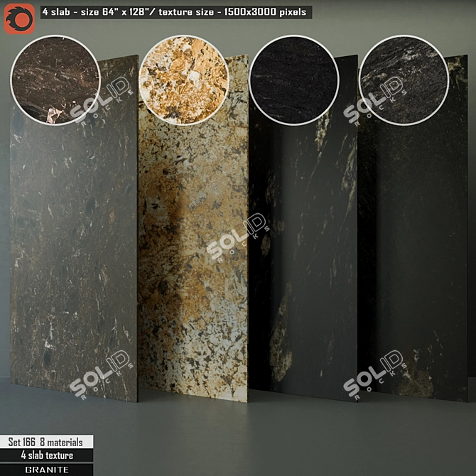 High Resolution Granite Slab Set 3D model image 1