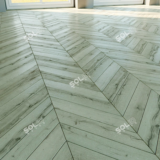 Natural Wood Parquet Flooring 3D model image 2