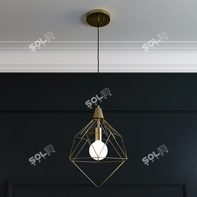 Gilded Gem: Varaluz Gold Leaf Pendant 3D model image 2