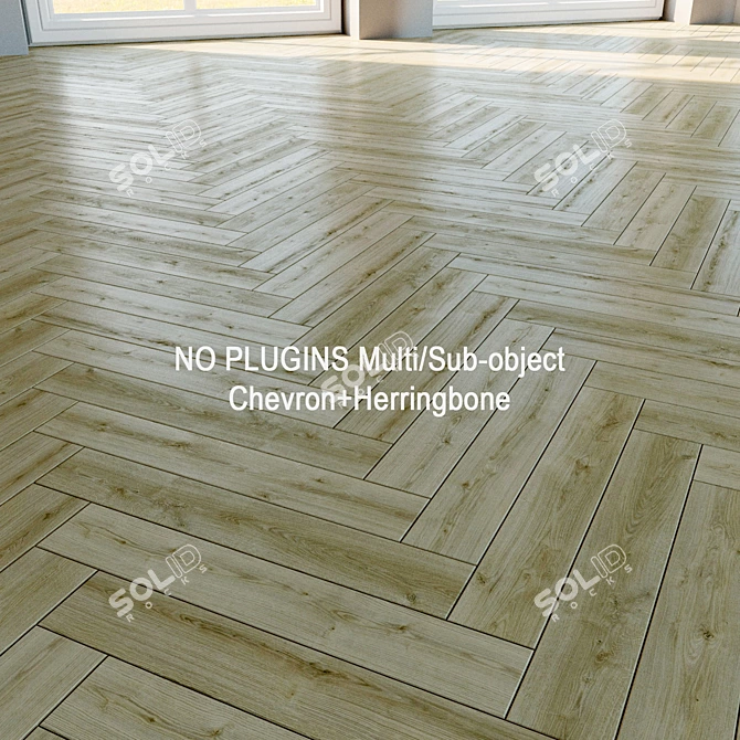 Natural Wood Parquet Flooring 3D model image 1