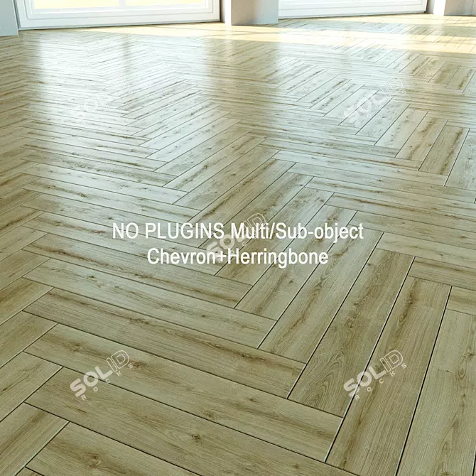 Title: Natural Wood Parquet - Chevron and Herringbone Design 3D model image 1