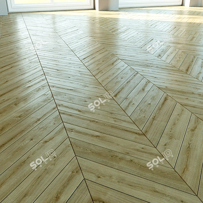 Title: Natural Wood Parquet - Chevron and Herringbone Design 3D model image 2