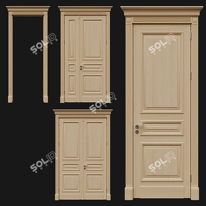 Elegant Wooden Interior Doors 3D model image 1