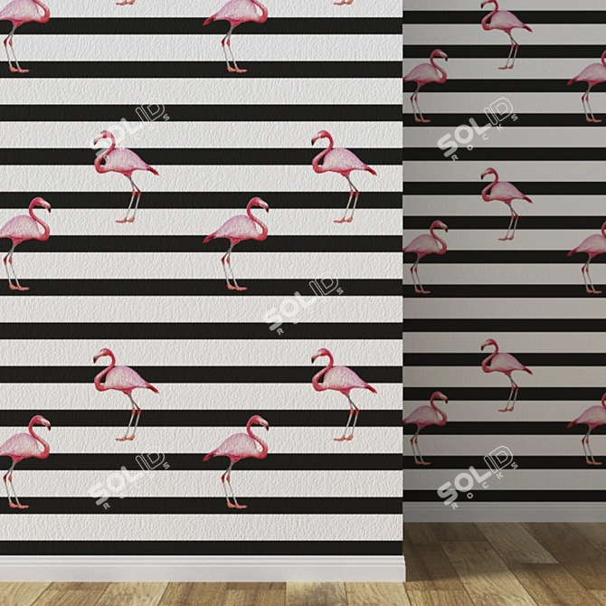 Tropical Flamingo Leaf Wallpaper 3D model image 2