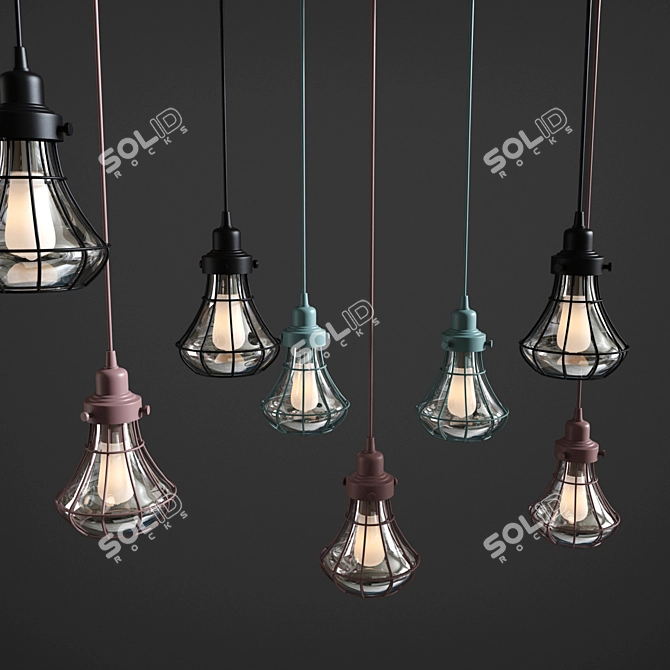 Elegant Glass Pendant Light 3D model image 1