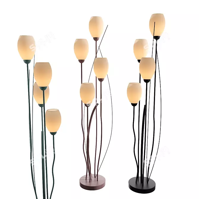 Elegant Black Metal Tulip Floor Lamp 3D model image 1