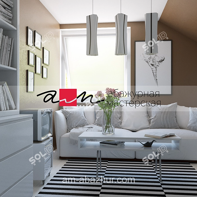 Modern Trio Pendant Light 3D model image 3