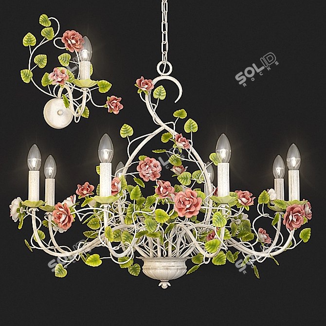 Elegant Chandelier & Sconce Set 3D model image 1