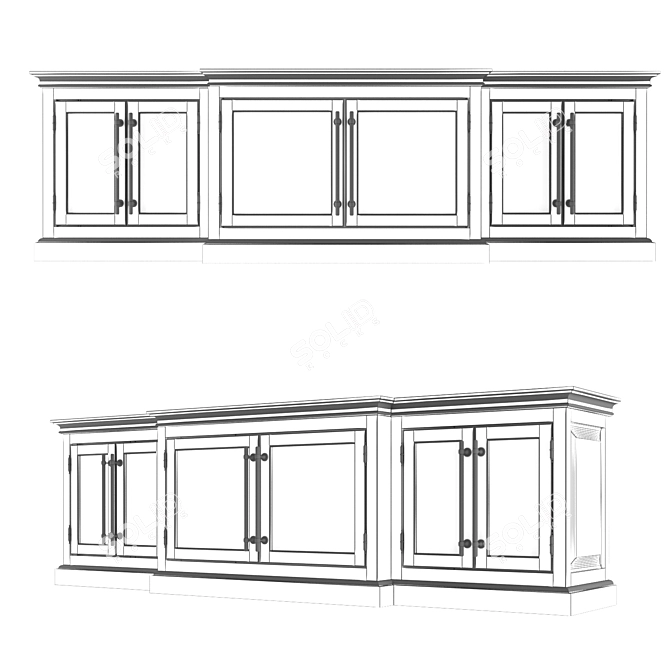 20th c. English Brass Bar Pane Curbstone 3D model image 3