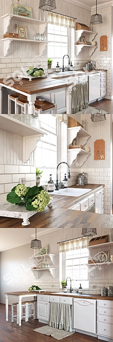 Provence Style Kitchen: Rustic Elegance for Your Home 3D model image 2