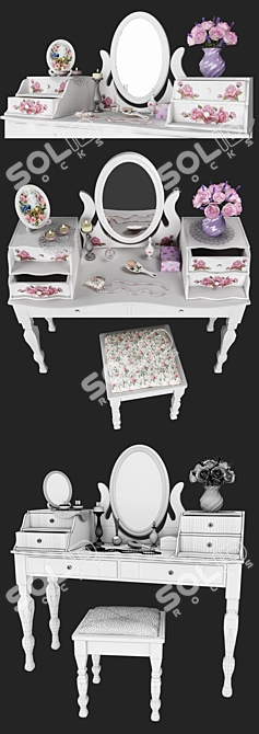 Provence Style Dressing Table Set 3D model image 3