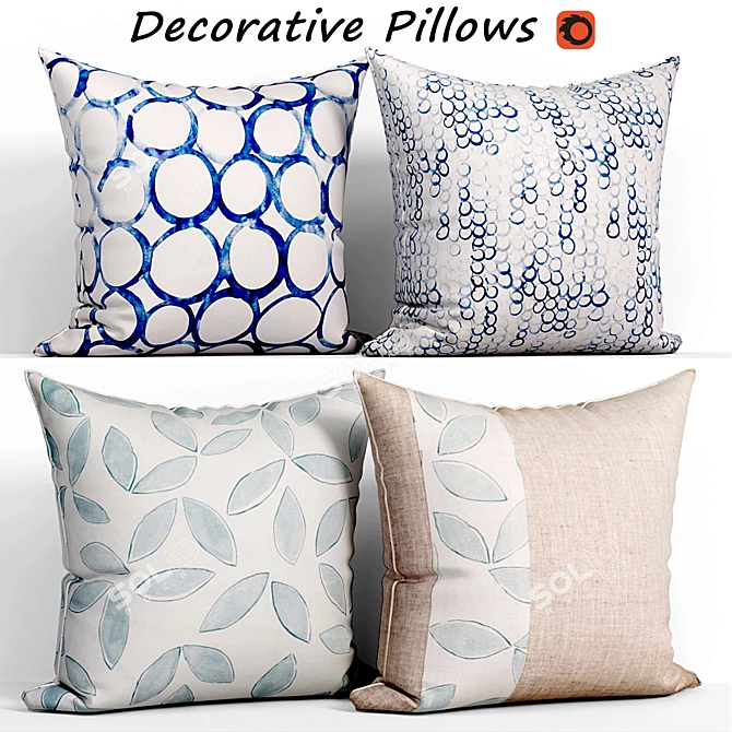 Chic Decorative Pillow Set: Elegant Home Accessories 3D model image 1