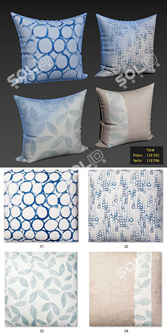 Chic Decorative Pillow Set: Elegant Home Accessories 3D model image 2