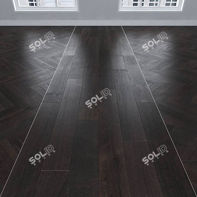 Dark Oak Parquet: Christmas Tree, Linear, Chevron 3D model image 1