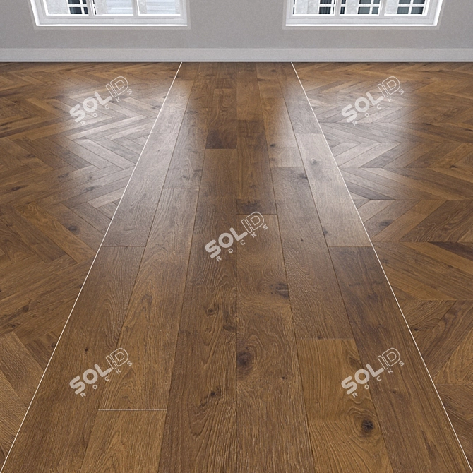 Amber Oak Parquet: Christmas Tree, Linear, Chevron 3D model image 1