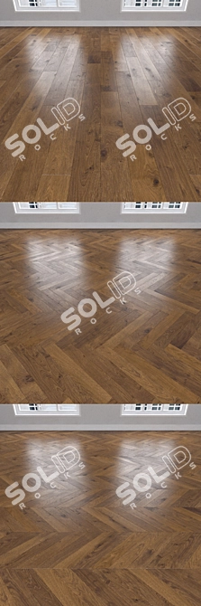 Amber Oak Parquet: Christmas Tree, Linear, Chevron 3D model image 2