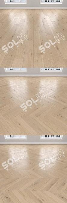 Cream Oak Parquet: Christmas Tree, Linear & Chevron 3D model image 2