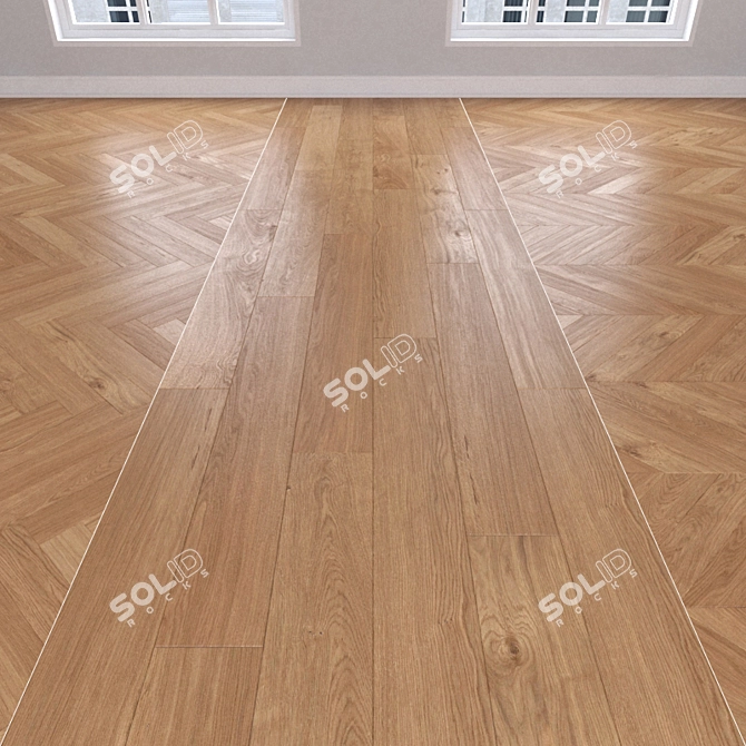 Title: Parquet Oak: Christmas Tree, Linear & Chevron 3D model image 1