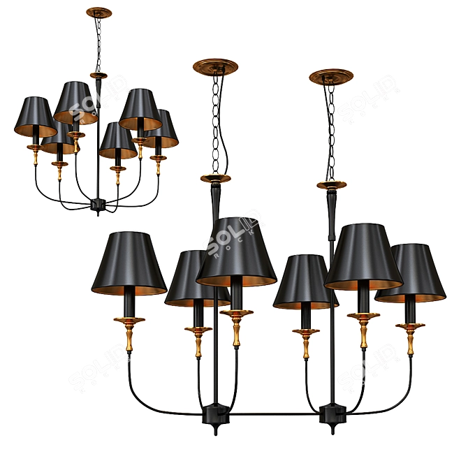 Charming Black Chandeliers for Cozy Living Rooms 3D model image 1