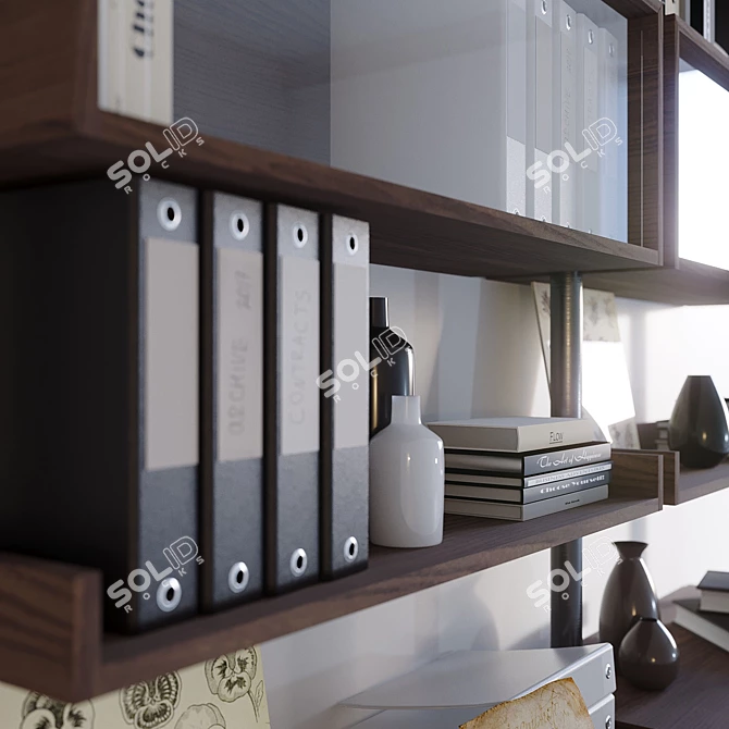 Elegant Glass & Metal Bookshelves 3D model image 2