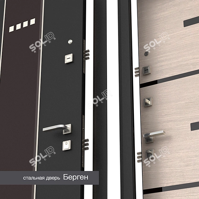 Modern Bergen Steel Door 3D model image 2