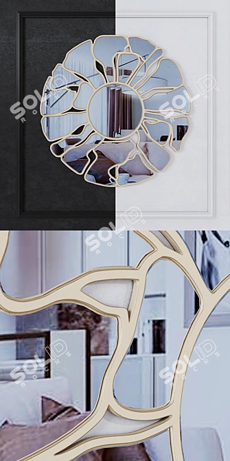 Elegant Flower-shaped Wall Mirror 3D model image 2