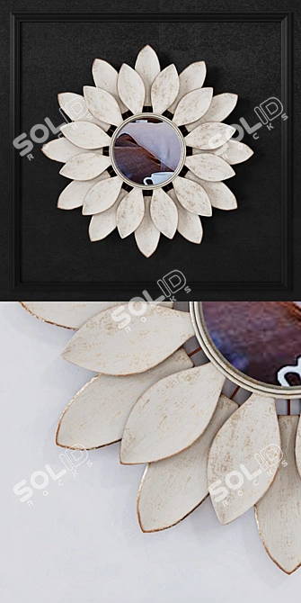 Floral Iron Mirror: Handcrafted Art 3D model image 2