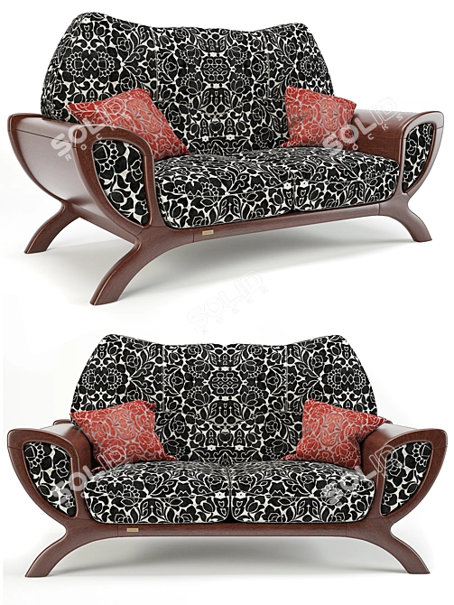 Elegant Hatil Sofa: 2 Seater & 1 Seater 3D model image 2