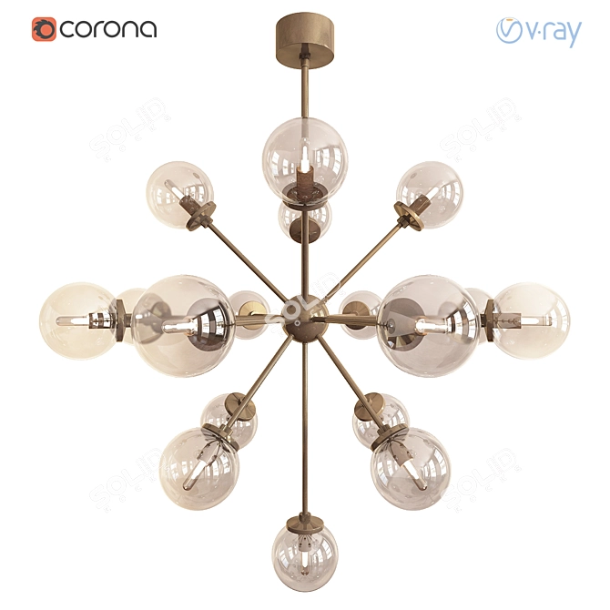 Elegant Henderson Chandelier: Adjustable Height & Stunning Design 3D model image 1