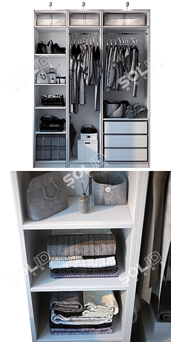 Open System Closet with Filling 3D model image 3