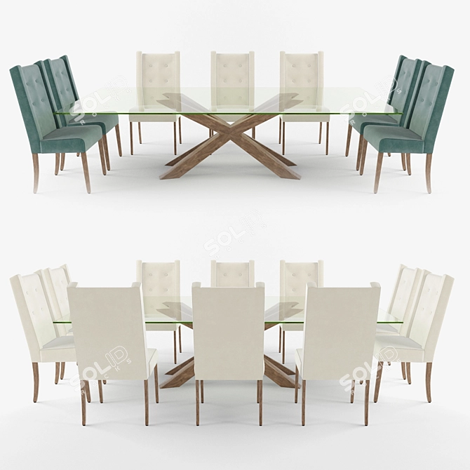 Verona Dining Set: Table + Chair 3D model image 1