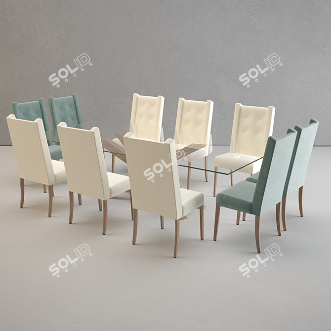 Verona Dining Set: Table + Chair 3D model image 3