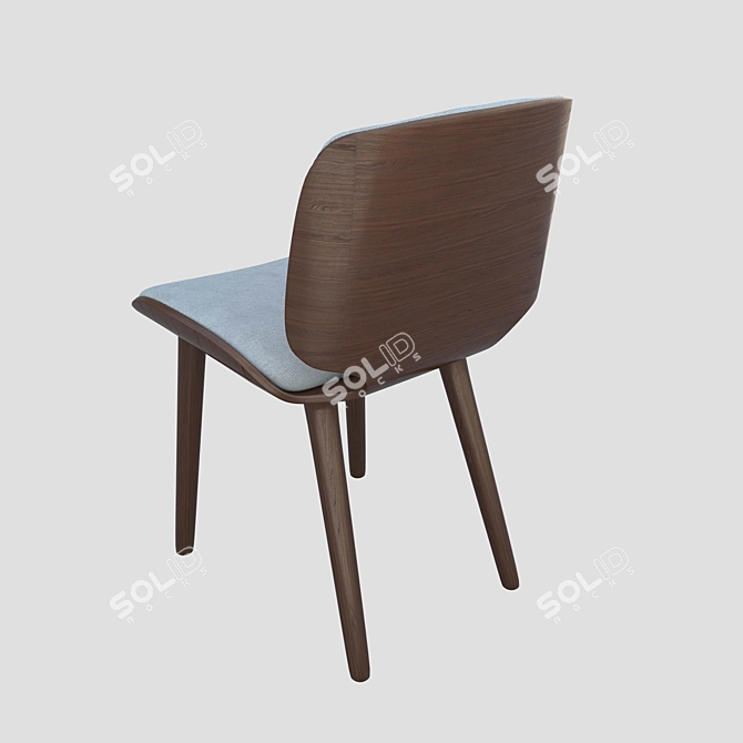 Elegant Nut Dining Chair 3D model image 2