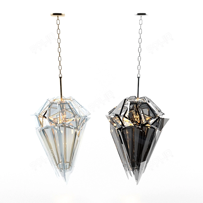 Elegant Glass Chandelier Pendant 3D model image 1