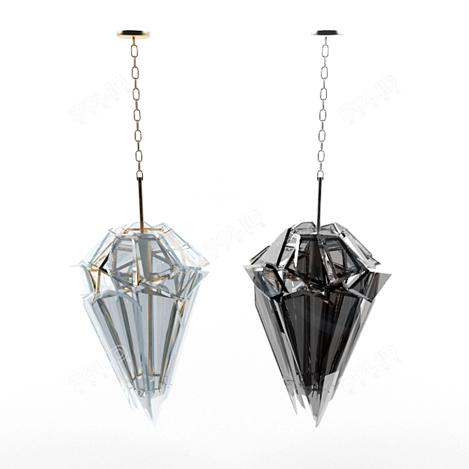 Elegant Glass Chandelier Pendant 3D model image 2