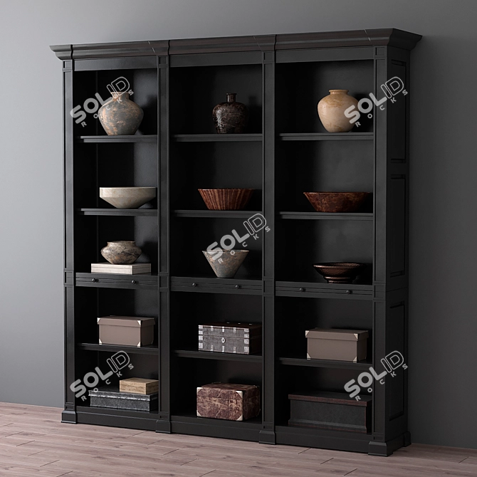 Modern Triple Bookcase in Atkins Collection 3D model image 1