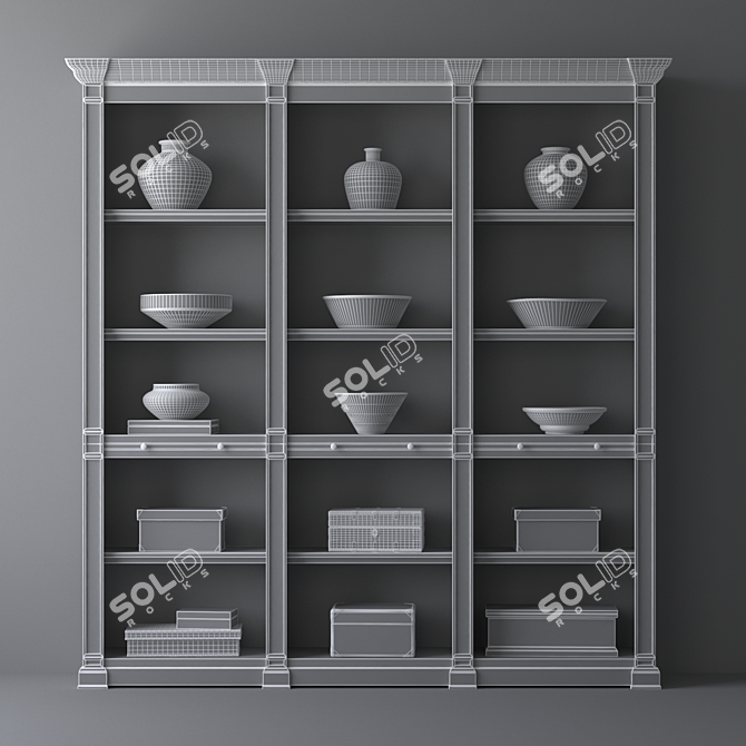 Modern Triple Bookcase in Atkins Collection 3D model image 3