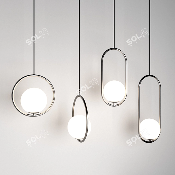 Elegant Hoop Pendant Lamp 3D model image 2