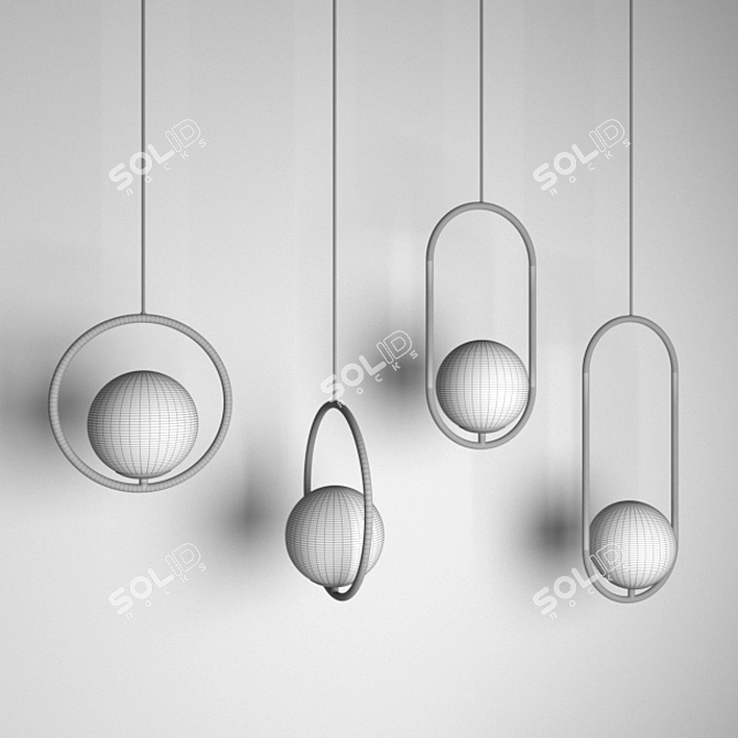 Elegant Hoop Pendant Lamp 3D model image 3