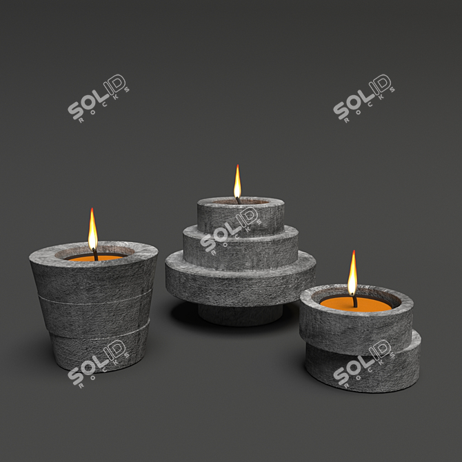 Modern Concrete Candlestick Set 3D model image 1