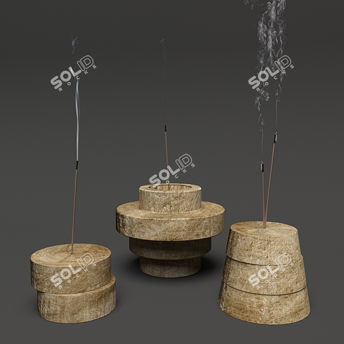 Modern Concrete Candlestick Set 3D model image 2