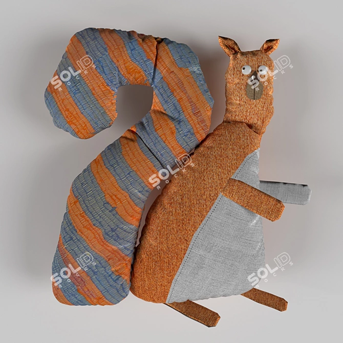 Fluffy Squirrel Pillow Toy 3D model image 2